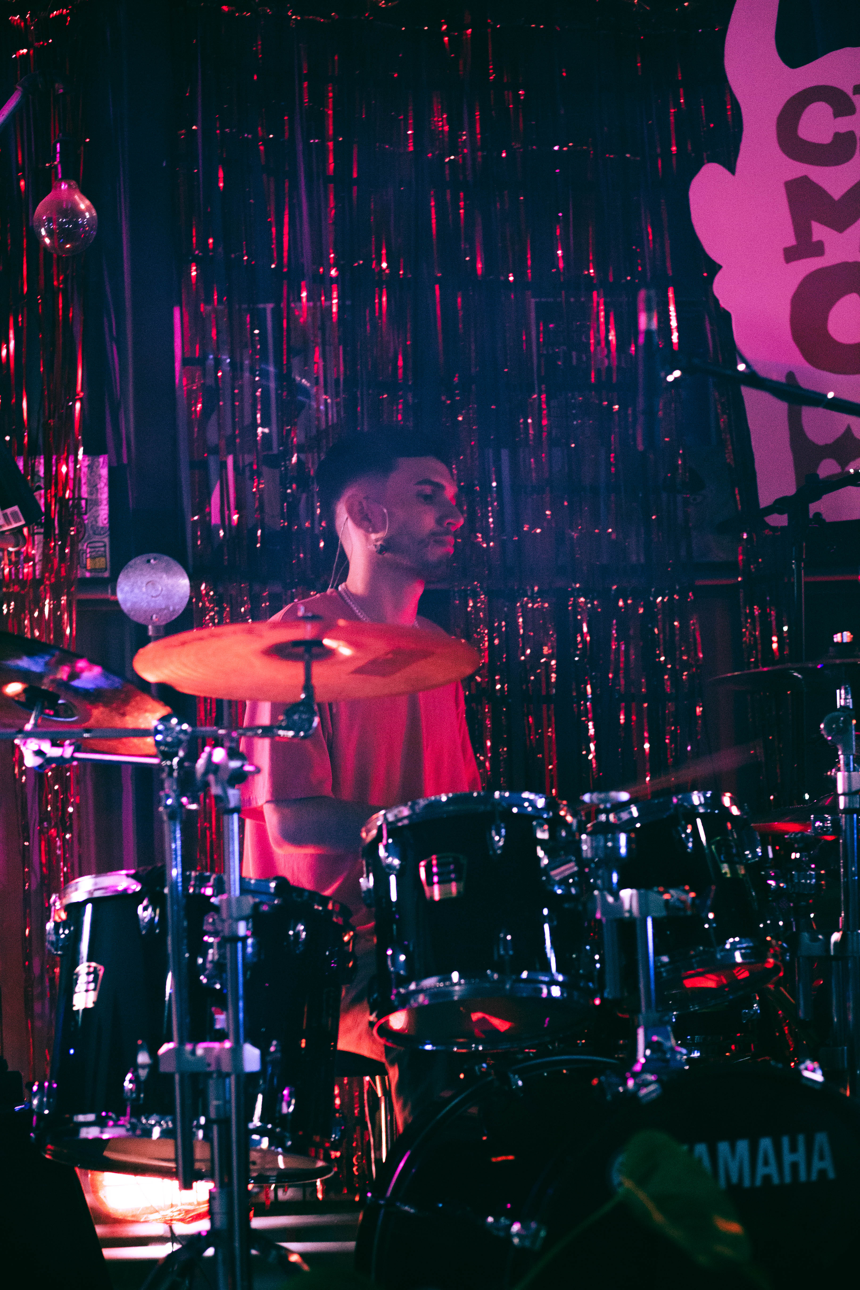 Close-up of a hand on a mixing console.
